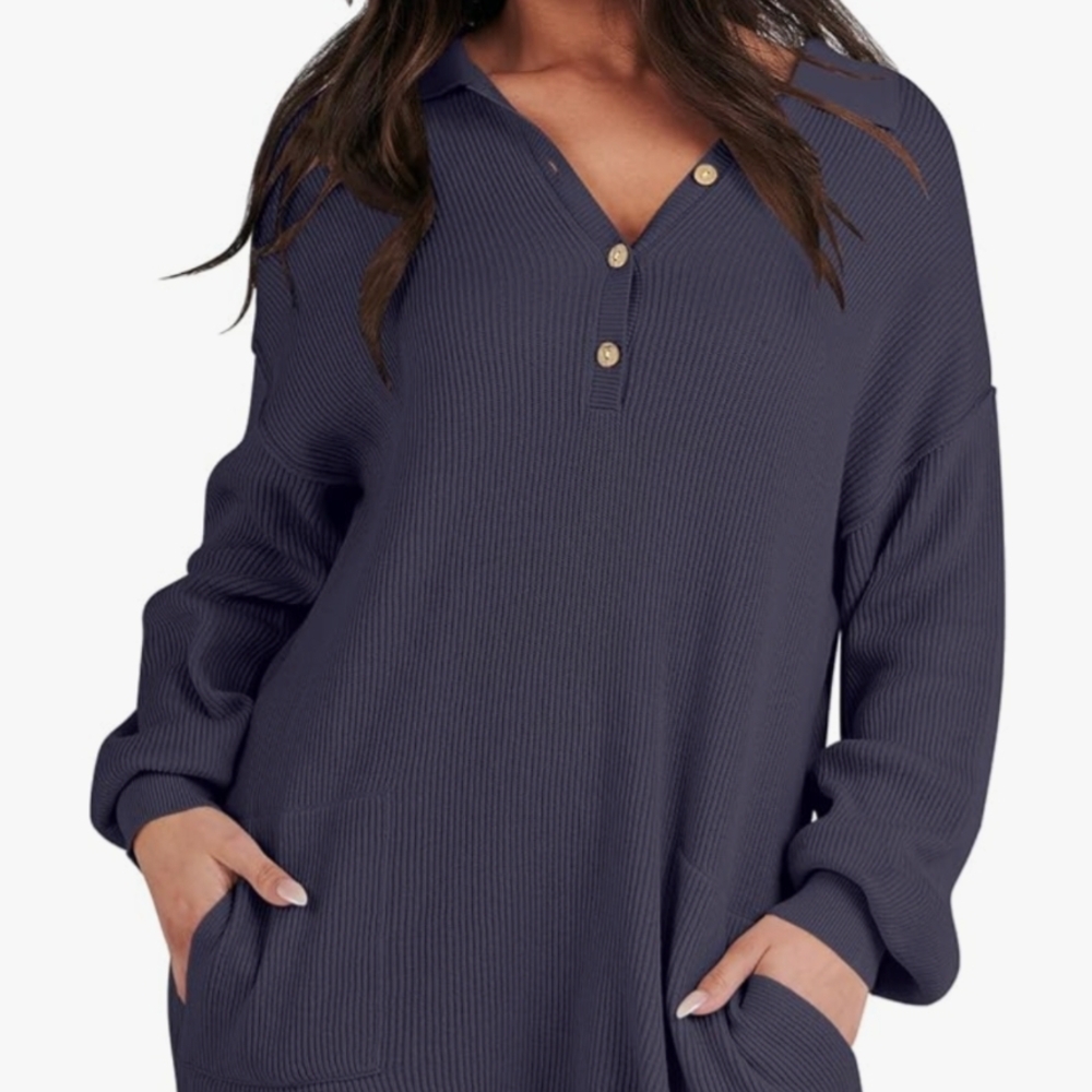 Anrabess Women's Romper Navy Blue Medium